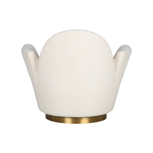 Wildwood Alba Sculptural Swivel Chair In Cream Boucle With Antique Brass Base — Luxurious Petal Silhouette Comfort 490863