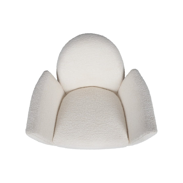 Wildwood Alba Sculptural Swivel Chair In Cream Boucle With Antique Brass Base — Luxurious Petal Silhouette Comfort 490863