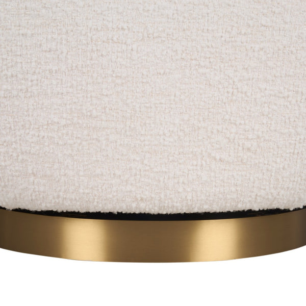 Wildwood Alba Sculptural Swivel Chair In Cream Boucle With Antique Brass Base — Luxurious Petal Silhouette Comfort 490863