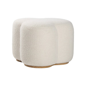 Wildwood Andrea Clay Velvet Ottoman For Living Room — Plush Compact Seat, Low Table Option, Modern Elegance White/Cream 490864
