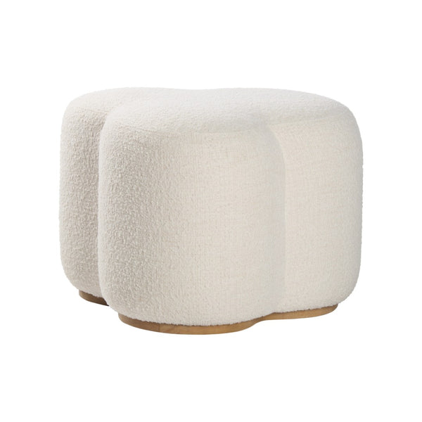 Wildwood Andrea Clay Velvet Ottoman For Living Room — Plush Compact Seat, Low Table Option, Modern Elegance White/Cream 490864
