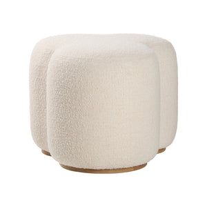 Wildwood Andrea Clay Velvet Ottoman For Living Room — Plush Compact Seat, Low Table Option, Modern Elegance White/Cream 490864