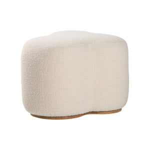 Wildwood Andrea Clay Velvet Ottoman For Living Room — Plush Compact Seat, Low Table Option, Modern Elegance White/Cream 490864