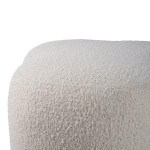 Wildwood Andrea Clay Velvet Ottoman For Living Room — Plush Compact Seat, Low Table Option, Modern Elegance White/Cream 490864