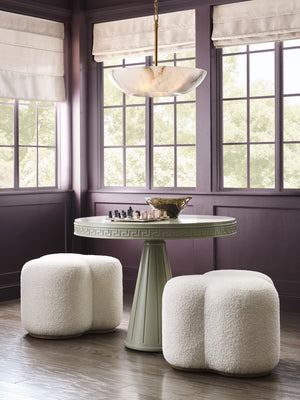 Wildwood Andrea Clay Velvet Ottoman For Living Room — Plush Compact Seat, Low Table Option, Modern Elegance White/Cream 490864