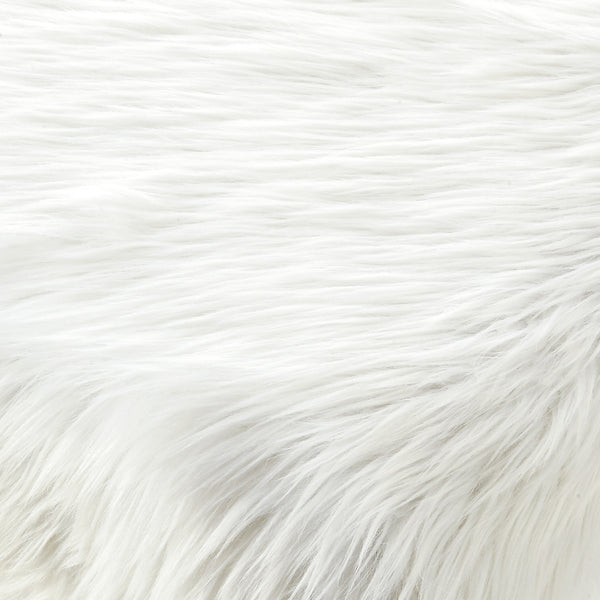 Homeroots 48" White And Clear Faux Fur Upholstered Bench Cream White,Faux Fur Acrylic 490868