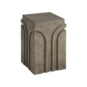 Wildwood Cassino Sculptural Accent Table In Aged White Concrete — Arch-Detail Side Or Bedside Table, Compact Elegance 490870