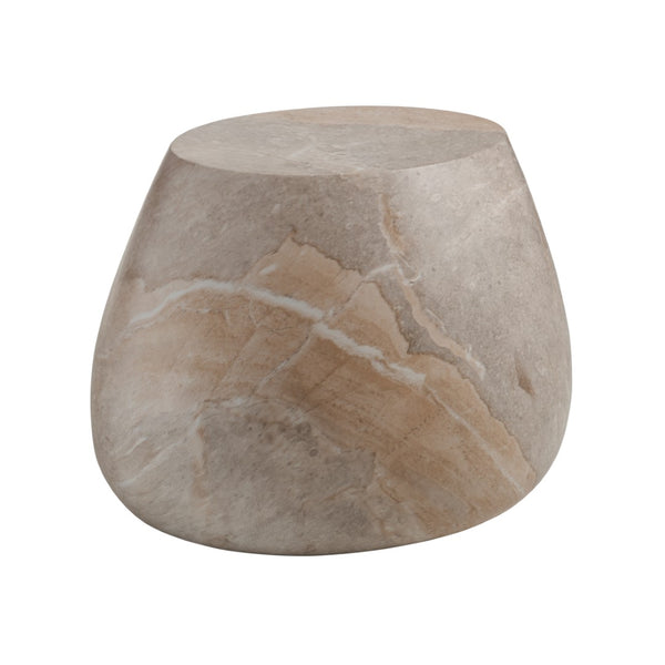 Wildwood Luna Sculptural Accent Table With Marble-Print Finish — Cream Concrete Side Table, Durable Elegance 490871