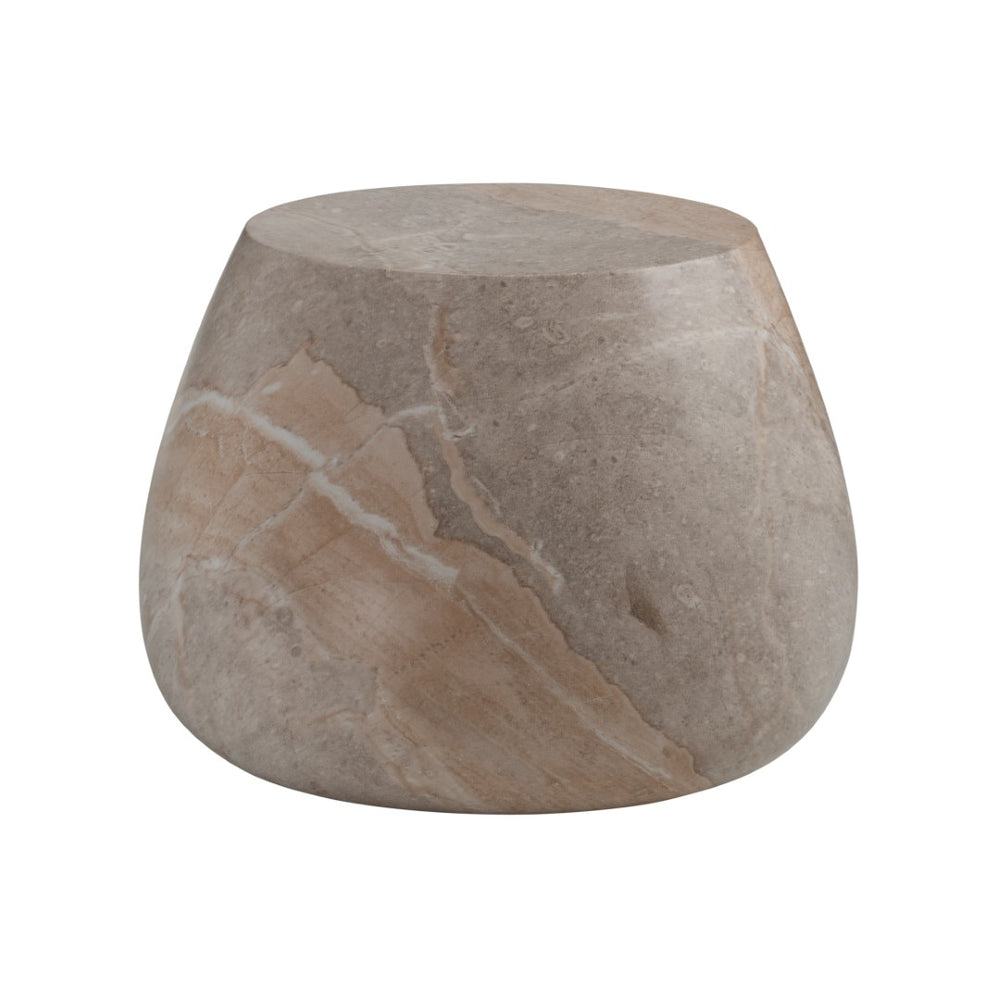 Wildwood Luna Sculptural Accent Table With Marble-Print Finish — Cream Concrete Side Table, Durable Elegance 490871
