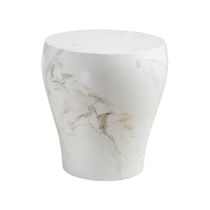 Wildwood Terra Curved Marble-Look Accent Table, 19"H Compact Concrete Base Side Table For Small Spaces 490872