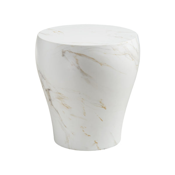 Wildwood Terra Curved Marble-Look Accent Table, 19"H Compact Concrete Base Side Table For Small Spaces 490872