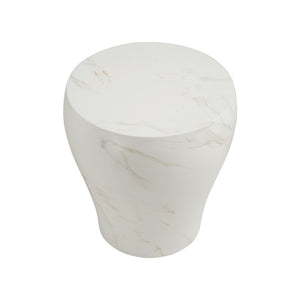 Wildwood Terra Curved Marble-Look Accent Table, 19"H Compact Concrete Base Side Table For Small Spaces 490872