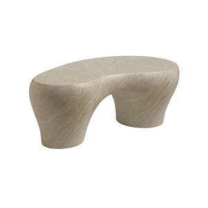 Wildwood Rena Sculptural Cocktail Table In Natural Cream Marble-Print Cast Concrete — Durable, Modern Centerpiece 490873