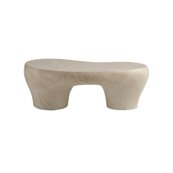 Wildwood Rena Sculptural Cocktail Table In Natural Cream Marble-Print Cast Concrete — Durable, Modern Centerpiece 490873