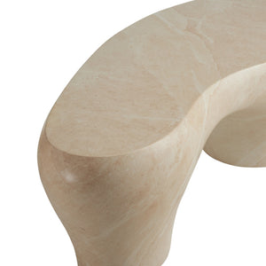 Wildwood Rena Sculptural Cocktail Table In Natural Cream Marble-Print Cast Concrete — Durable, Modern Centerpiece 490873