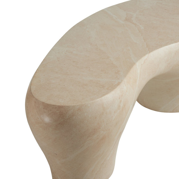 Wildwood Rena Sculptural Cocktail Table In Natural Cream Marble-Print Cast Concrete — Durable, Modern Centerpiece 490873