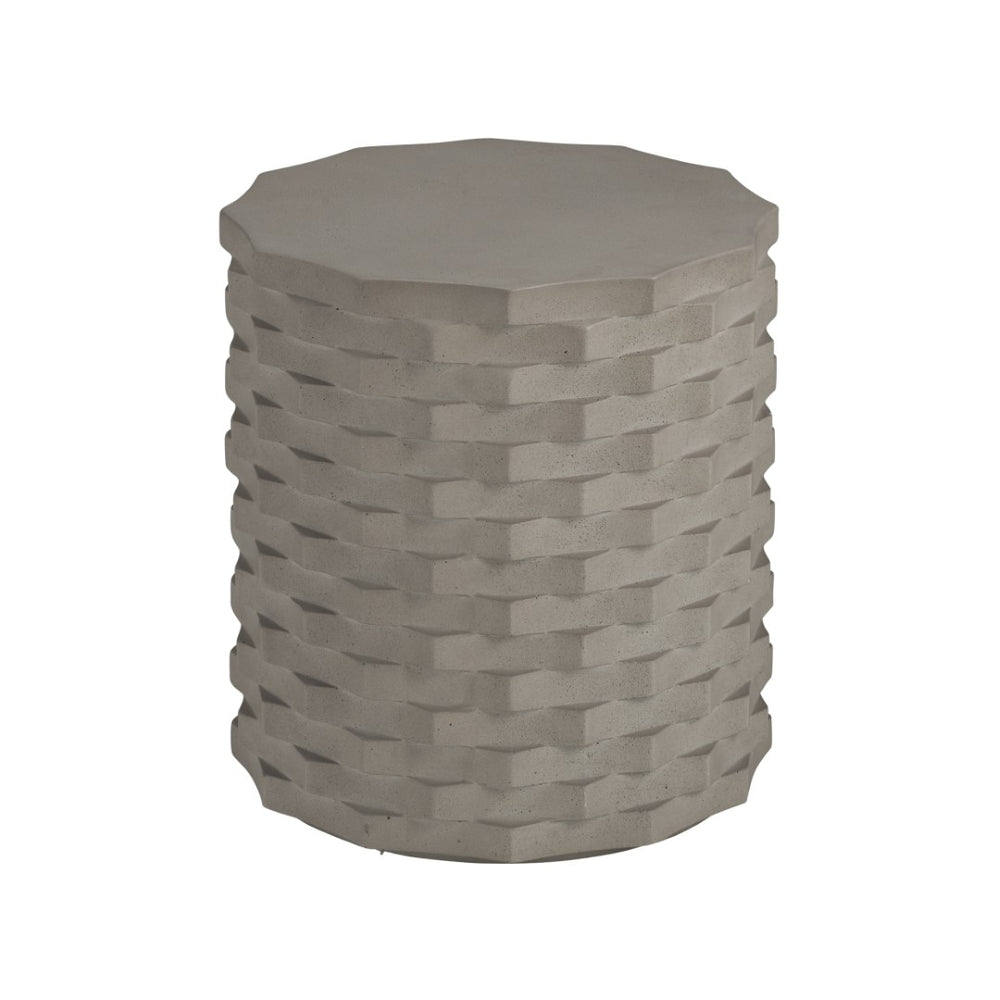 Wildwood Gessler Modern Accent Table — Cast Concrete Linen Texture, Indoor/Outdoor Durable Side Table (98) 490875