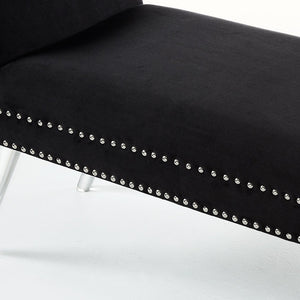 Homeroots 45" Black And Clear Upholstered Velvet Bench Black Manufactured Wood 490876