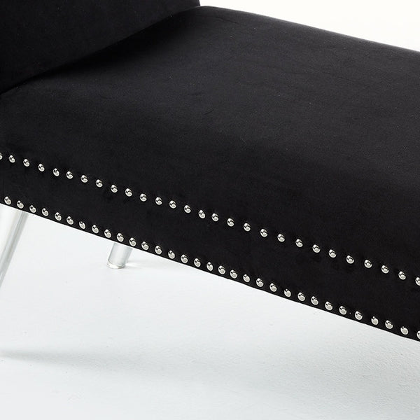 Homeroots 45" Black And Clear Upholstered Velvet Bench Black Manufactured Wood 490876