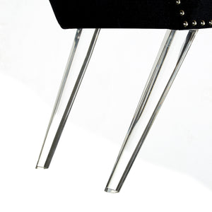 Homeroots 45" Black And Clear Upholstered Velvet Bench Black Manufactured Wood 490876