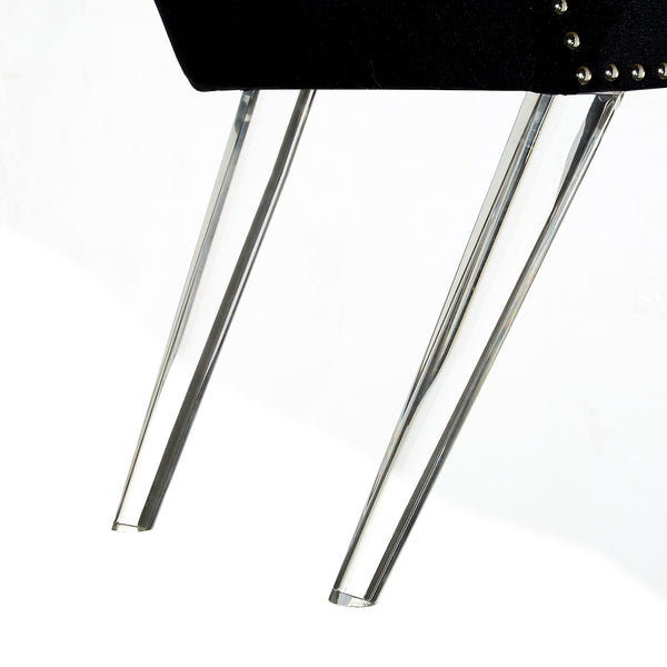 Homeroots 45" Black And Clear Upholstered Velvet Bench Black Manufactured Wood 490876