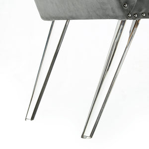 Homeroots 45" Gray And Clear Upholstered Velvet Bench Grey Manufactured Wood 490877