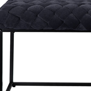 Homeroots 39" Black Velvet Upholstered Bench Black Metal 490880