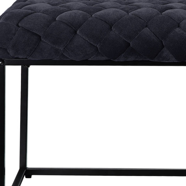 Homeroots 39" Black Velvet Upholstered Bench Black Metal 490880