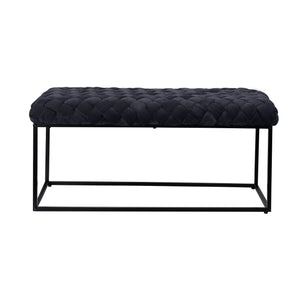 Homeroots 39" Black Velvet Upholstered Bench Black Metal 490880