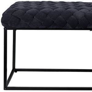 Homeroots 39" Black Velvet Upholstered Bench Black Metal 490880