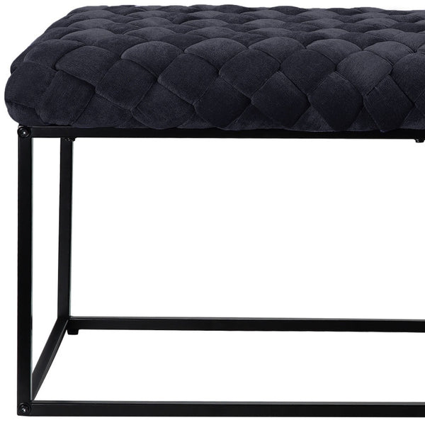 Homeroots 39" Black Velvet Upholstered Bench Black Metal 490880