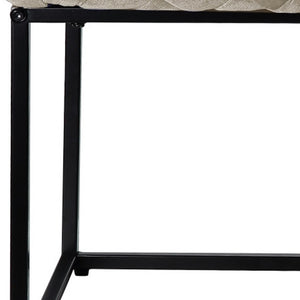 Homeroots 39" Cream And Black Velvet Upholstered Bench Cream White Metal 490881