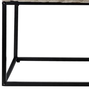 Homeroots 39" Cream And Black Velvet Upholstered Bench Cream White Metal 490881