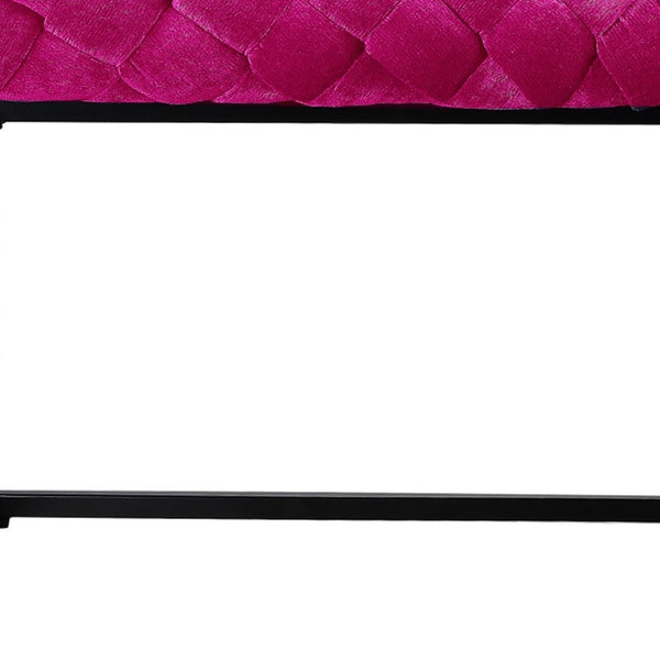 Homeroots 39" Fuchsia And Black Velvet Upholstered Bench Fuchsia Metal 490882
