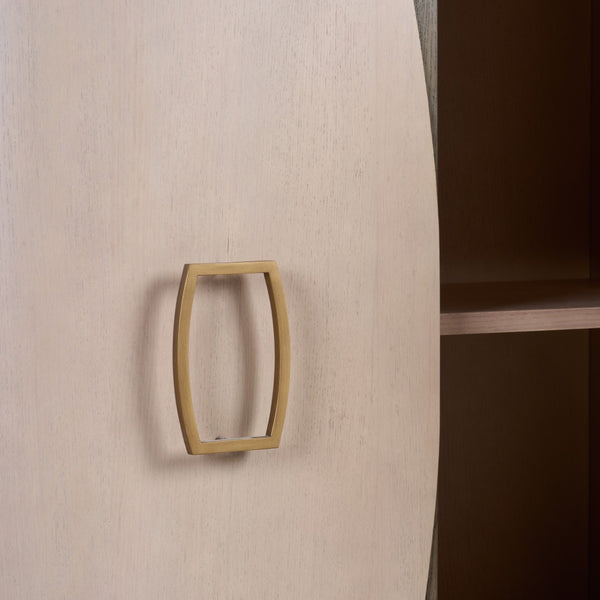 Wildwood Langley Marble-Top Credenza In White Oak With Brass Hardware, Contrasting Inlays, Durable Storage 490883