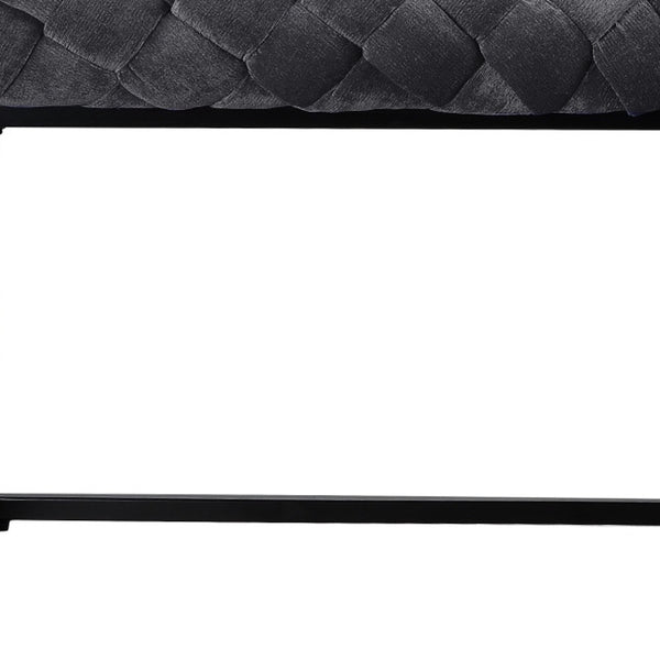 Homeroots 39" Gray And Black Velvet Upholstered Bench Grey Metal 490883