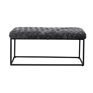 Homeroots 39" Gray And Black Velvet Upholstered Bench Grey Metal 490883