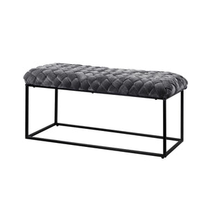 Homeroots 39" Gray And Black Velvet Upholstered Bench Grey Metal 490883