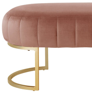 Homeroots 53" Blush And Gold Tufted Velvet Upholstered Bench Blush,Gold,Velvet Metal 490885