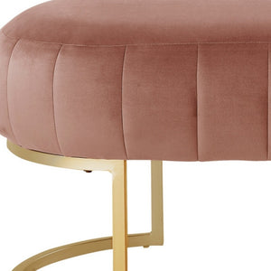 Homeroots 53" Blush And Gold Tufted Velvet Upholstered Bench Blush,Gold,Velvet Metal 490885