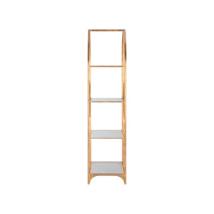 Wildwood Atwood Etagere — Arched Gold Leaf Display Shelving With Tempered Glass, Sculptural Vertical Statement 490888