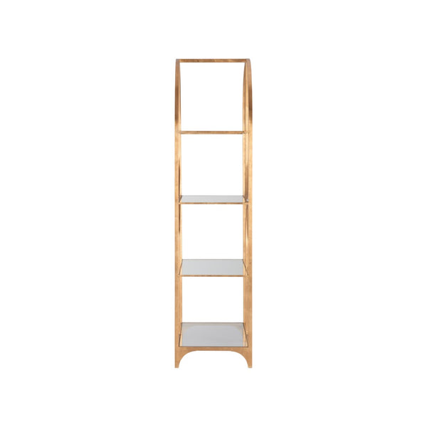 Wildwood Atwood Etagere — Arched Gold Leaf Display Shelving With Tempered Glass, Sculptural Vertical Statement 490888