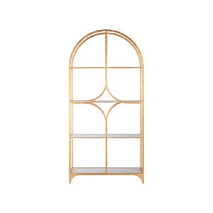 Wildwood Atwood Etagere — Arched Gold Leaf Display Shelving With Tempered Glass, Sculptural Vertical Statement 490888