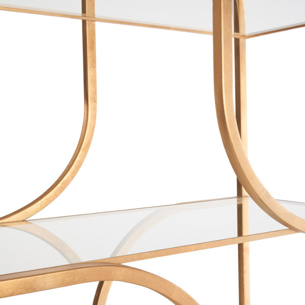 Wildwood Atwood Etagere — Arched Gold Leaf Display Shelving With Tempered Glass, Sculptural Vertical Statement 490888