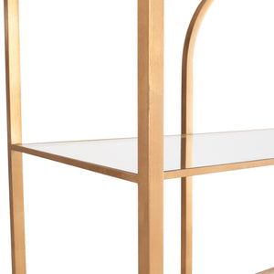 Wildwood Atwood Etagere — Arched Gold Leaf Display Shelving With Tempered Glass, Sculptural Vertical Statement 490888