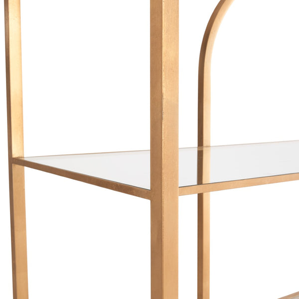 Wildwood Atwood Etagere — Arched Gold Leaf Display Shelving With Tempered Glass, Sculptural Vertical Statement 490888