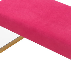 Homeroots 42" Fuchsia And Clear Upholstered Velvet Bench Fuchsia,Gold Acrylic 490889