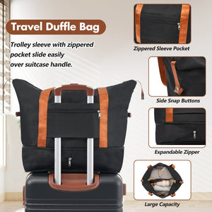 English Elm Hardshell Abs Suitcase Set with Duffel and Toiletry Bag Tsa Lock Spinner Wheels Black N732P193484B