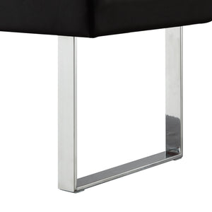 Homeroots 48" Black And Silver Upholstered Faux Leather Bench Black,Leather Pu Manufactured Wood 490907