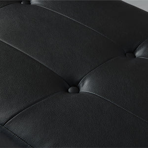 Homeroots 48" Black And Silver Upholstered Faux Leather Bench Black,Leather Pu Manufactured Wood 490907